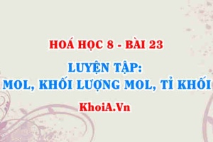 Luyện tập Mol, khối lượng mol, thể tích mol khí, tỉ khối của chất khí - Hóa 8 bài 23